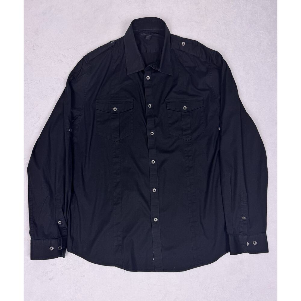 Kenneth Cole New York Black Button Down Shirt Men’s XL Long Sleeve Dress Casual